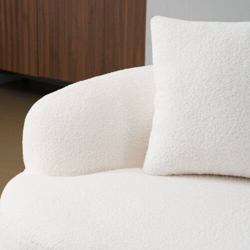 Alt View 1. Anysun - Curved Loveseat Sofa with Round Armrest - Compression Couch, 2 Pillows, No Assembly for Small Spaces - White.