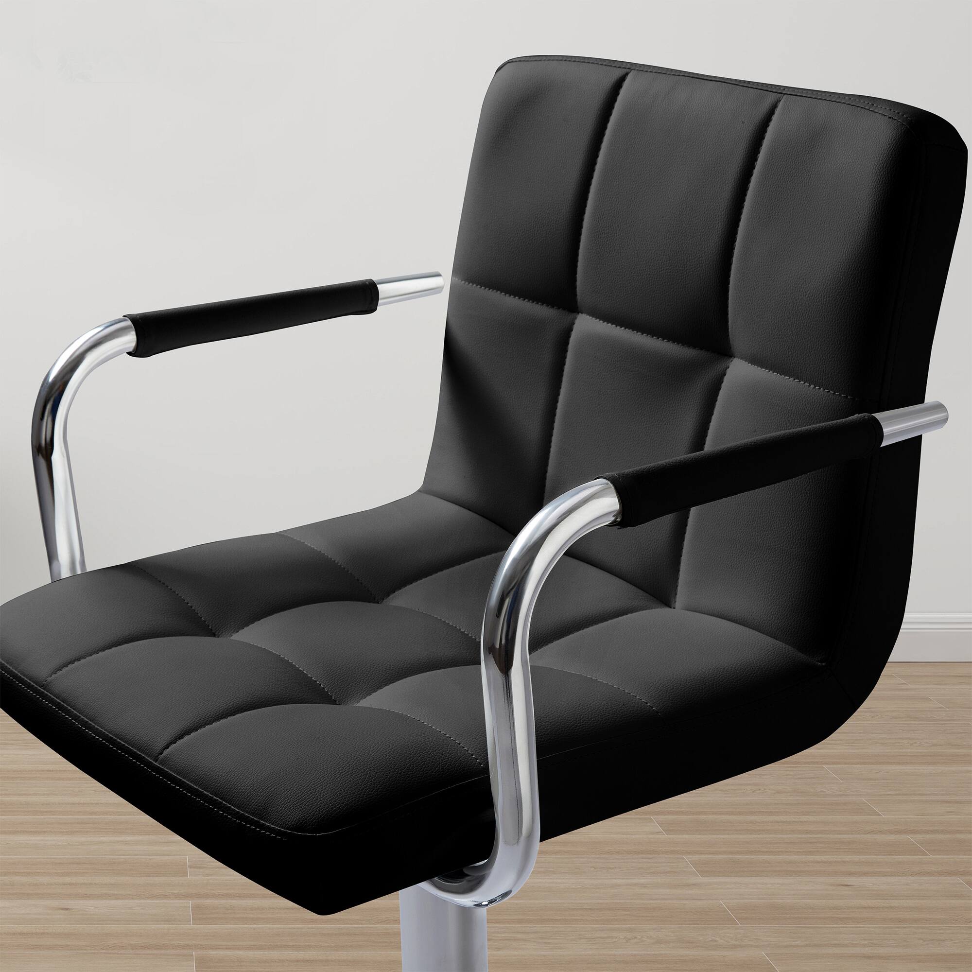 Alt View 1. FERPIT - FERPIT 2 Pack Adjustable Bar Stools Modern Tufted Upholstered Counter Chairs with Footrest, Black - Black.