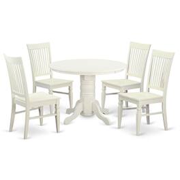 East West Furniture - 5 Pc Table set for 4-Dinette Table and 4 Dining Chairs - Linen White