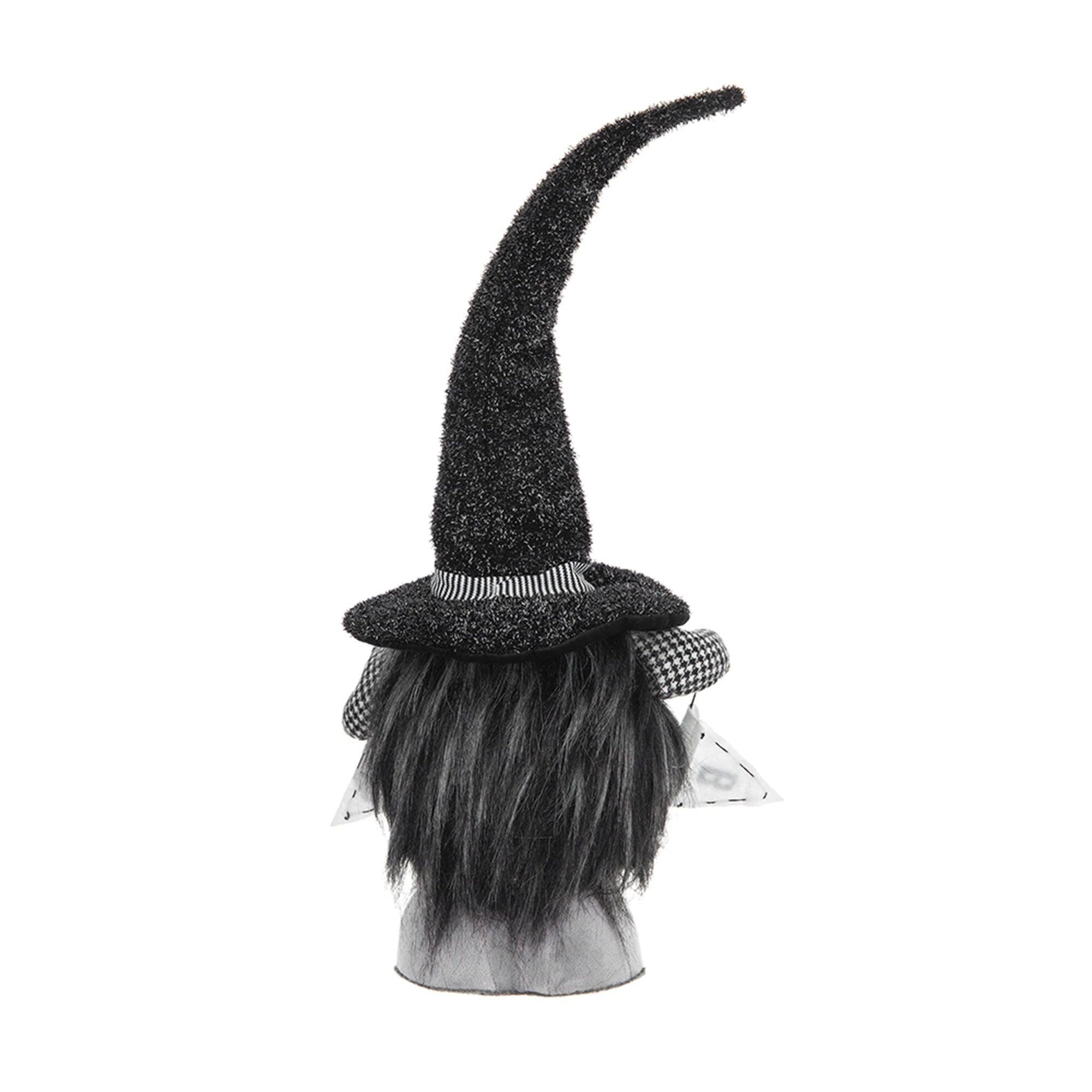 Alt View 4. Boyel Living - 20 inch Black Fabric Halloween Gnome with Boo Banner - Black White.