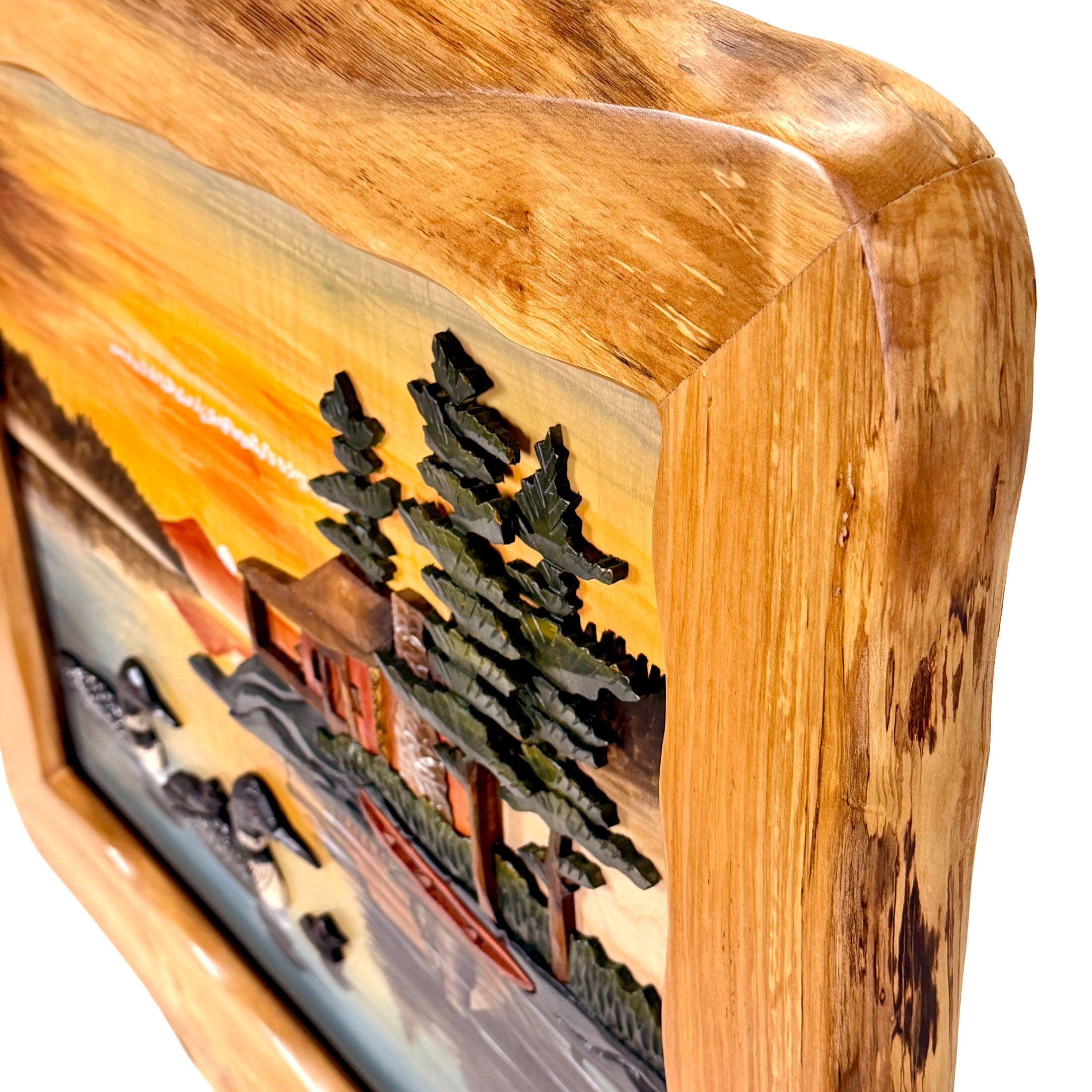 Alt View 2. Zeckos - Rustic Loon Family Intarsia Wood Wall Sculpture 25.5x29.5 Cabin Décor - Brown.