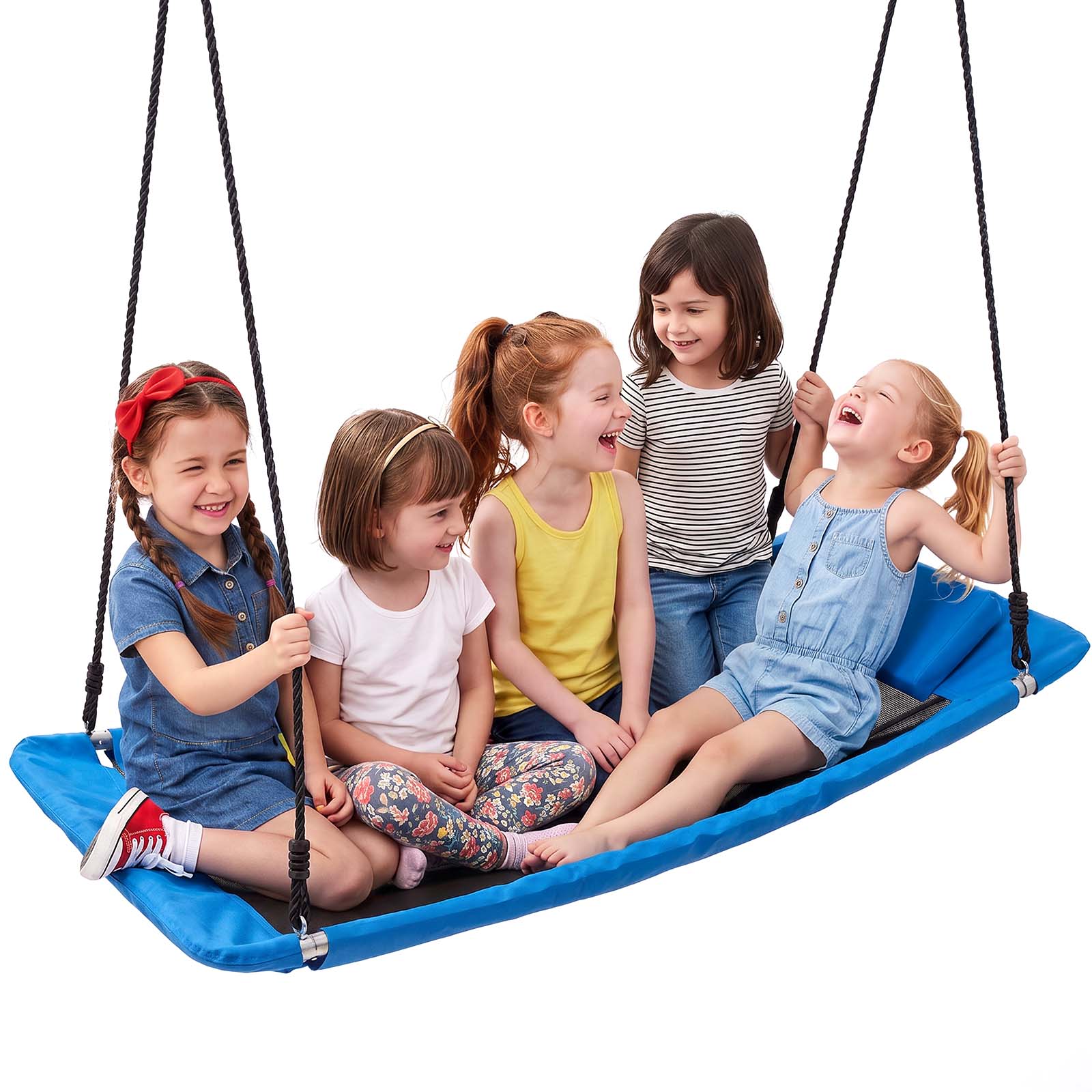 Front. VEVOR - Platform Tree Swing for Kids and Adults 700 lbs 60" Rectangle Blue, for Backyard Outdoor & Indoor, 900D Oxford Fabric - Blue.
