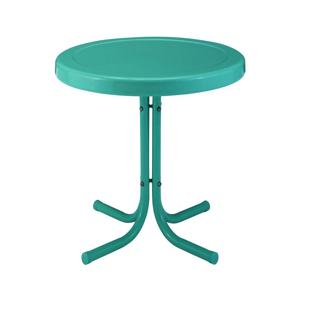 Back. Crosley Furniture - Griffith Retro Outdoor Side Table - Turquoise Gloss.