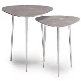Simpli Home - Shelton 2 Piece Metal Nesting Table - Nickel