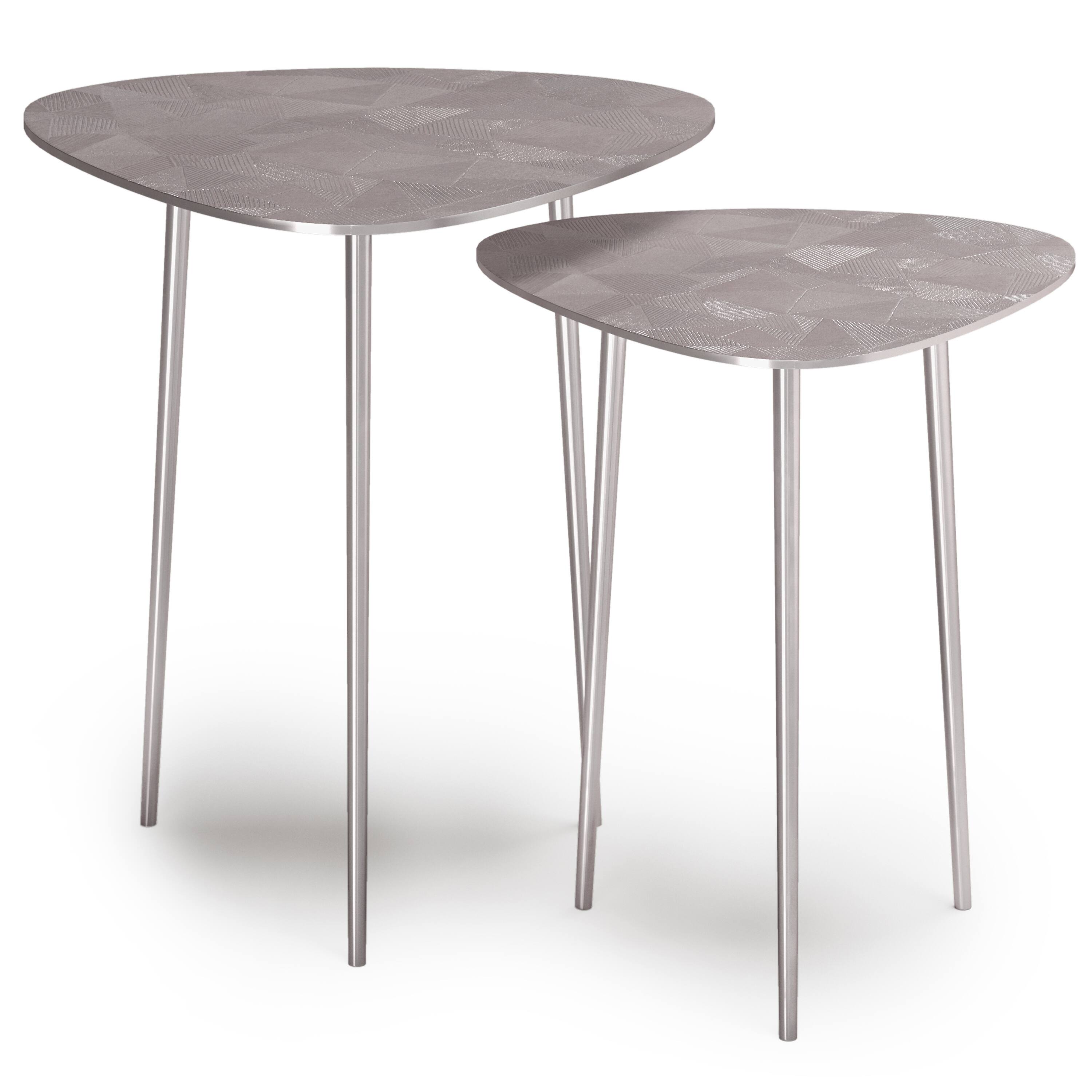 Front. Simpli Home - Shelton 2 Piece Metal Nesting Table - Nickel.