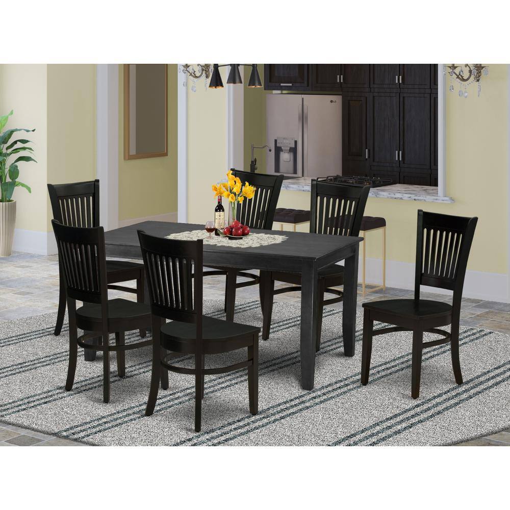 Back. East West Furniture - Dining Table- Dining Chairs - Brown.
