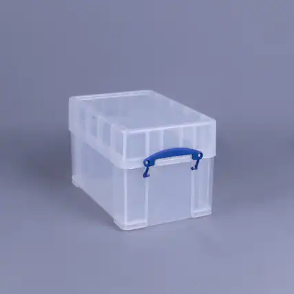 Front. Really Useful Box - Really Useful Box 9 Liters Transparent Storage Container with Snap Lid, 4 Pack - Clear.