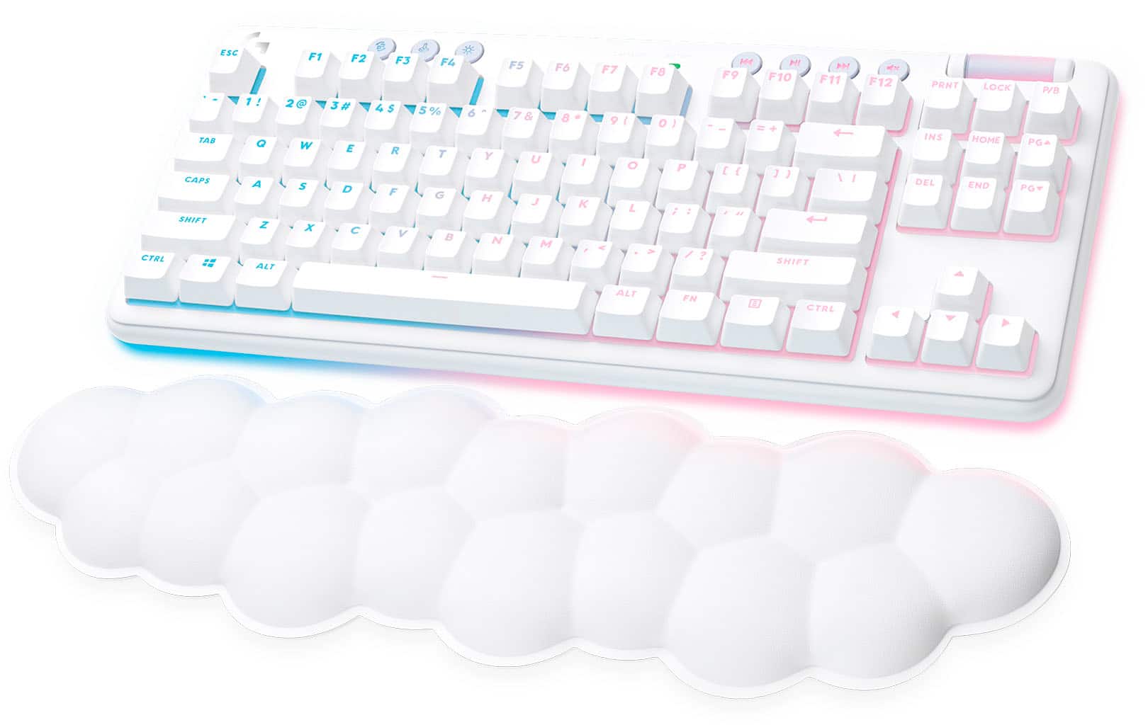 Logitech - G715 Aurora Collection TKL Wireless Mechanical Tactile Switch Gaming Keyboard for PC/Mac with Palm Rest Included - White Mist - Front_Zoom