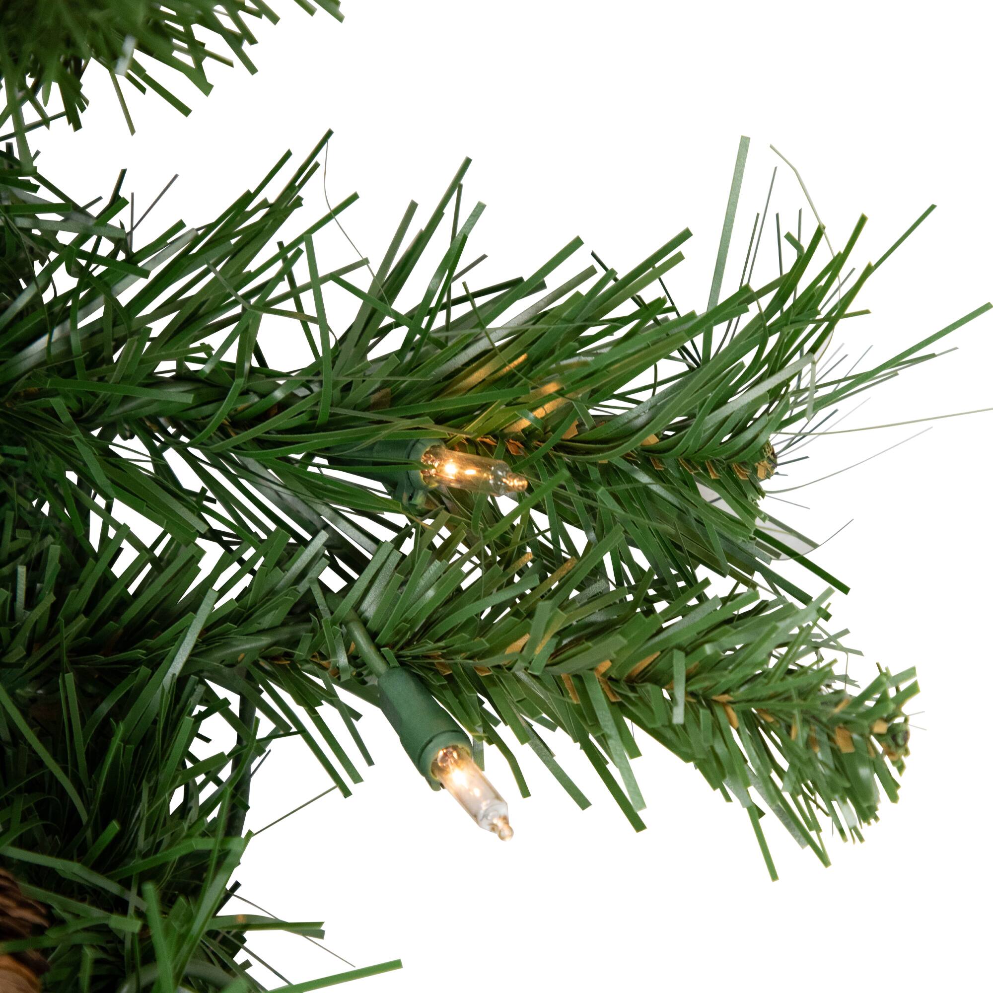 Alt View 6. Northlight - Pre-Lit Dakota Red Pine Artificial Christmas Teardrop Swag - 30" - Clear AlwaysLit Lights - Green.