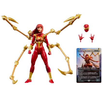 Iron Spider, Stark Upgrade
Legendary Artifact Creature — Spider Hero
Vigilance
Pun: Put a +1/+1 counter on each artifact creature and/or Vehicle you control.
D. Remove two +1/+1 counters from among artifacts you control: Draw a card.
2/3