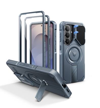 Front. Dexnor - Hard Shell Case for Samsung Galaxy S26 with Camera Cover, Screen Protector, Compatible with MagSafe - Navy Blue.