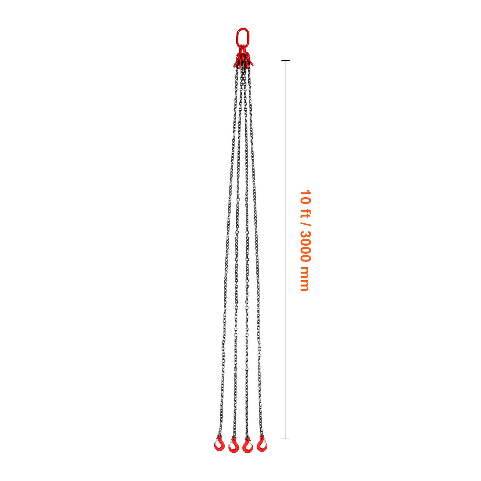 Alt View 4. VEVOR - Chain Sling, 5/16 inch x 10 ft Lifting Chains with Hooks, G80 Engine Chain Hoist Lifts - Black + Red.
