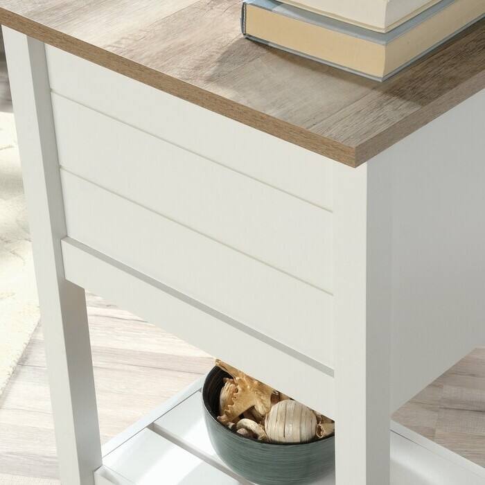 Back. Hivvago - FarmHouse White Blue Oak Top 2 Drawer Office Writing Desk - White.