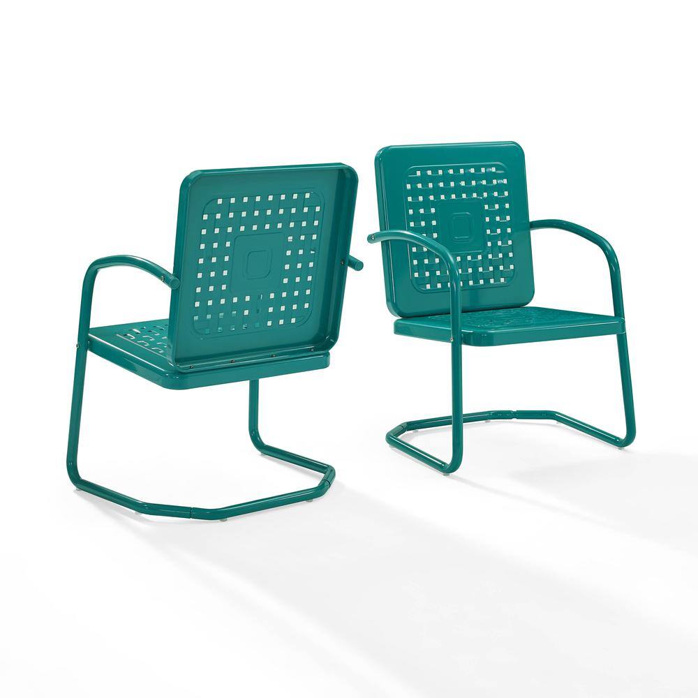 Left. Crosley Furniture - Bates 2Pc Retro Outdoor Chair Set - 2 Armchairs - Turquoise Gloss.
