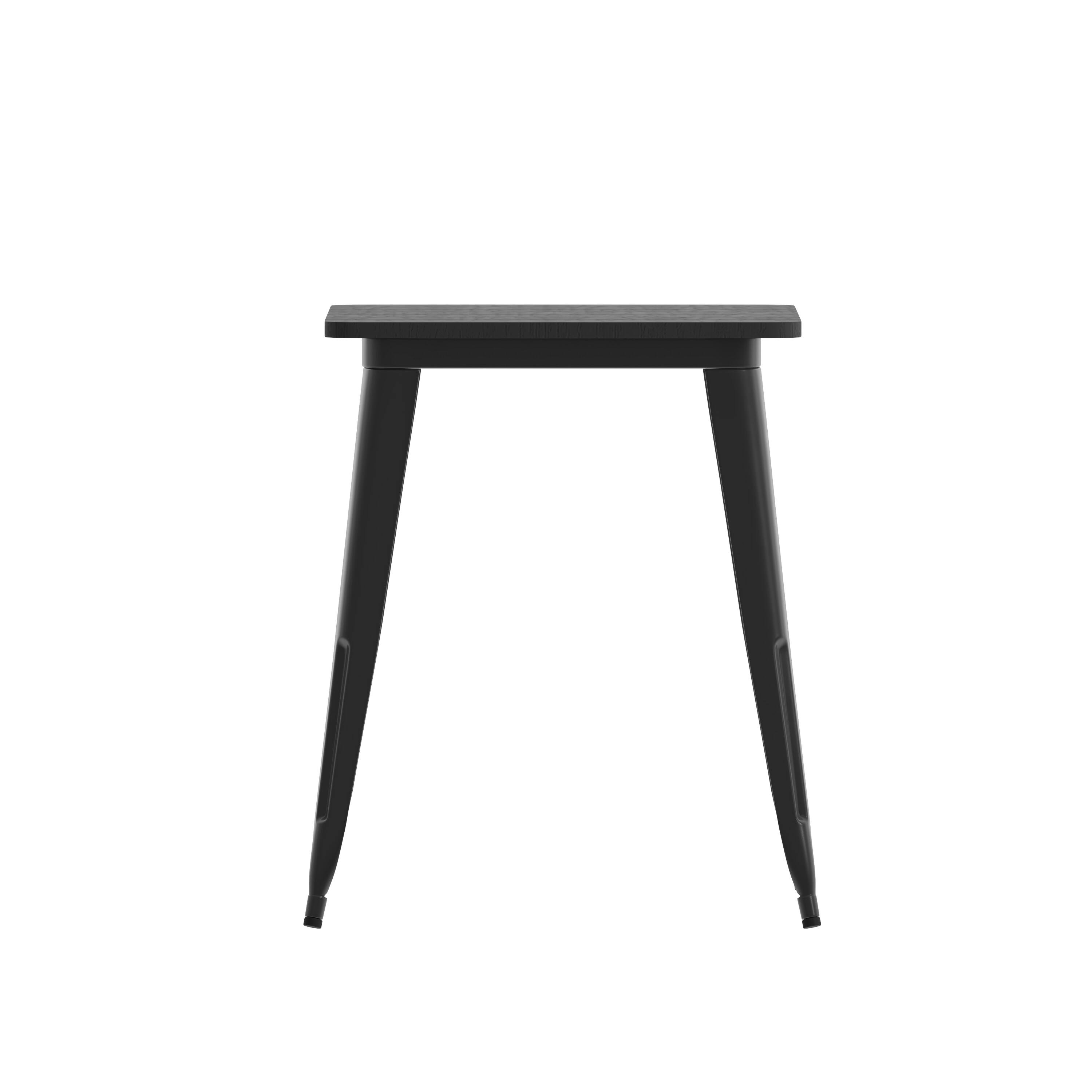 Alt View 8. Emma + Oliver - Drew Indoor/Outdoor Dining Table, 23.75" Square All Weather Poly Resin Top with Steel Base - Black Top/Black Frame.