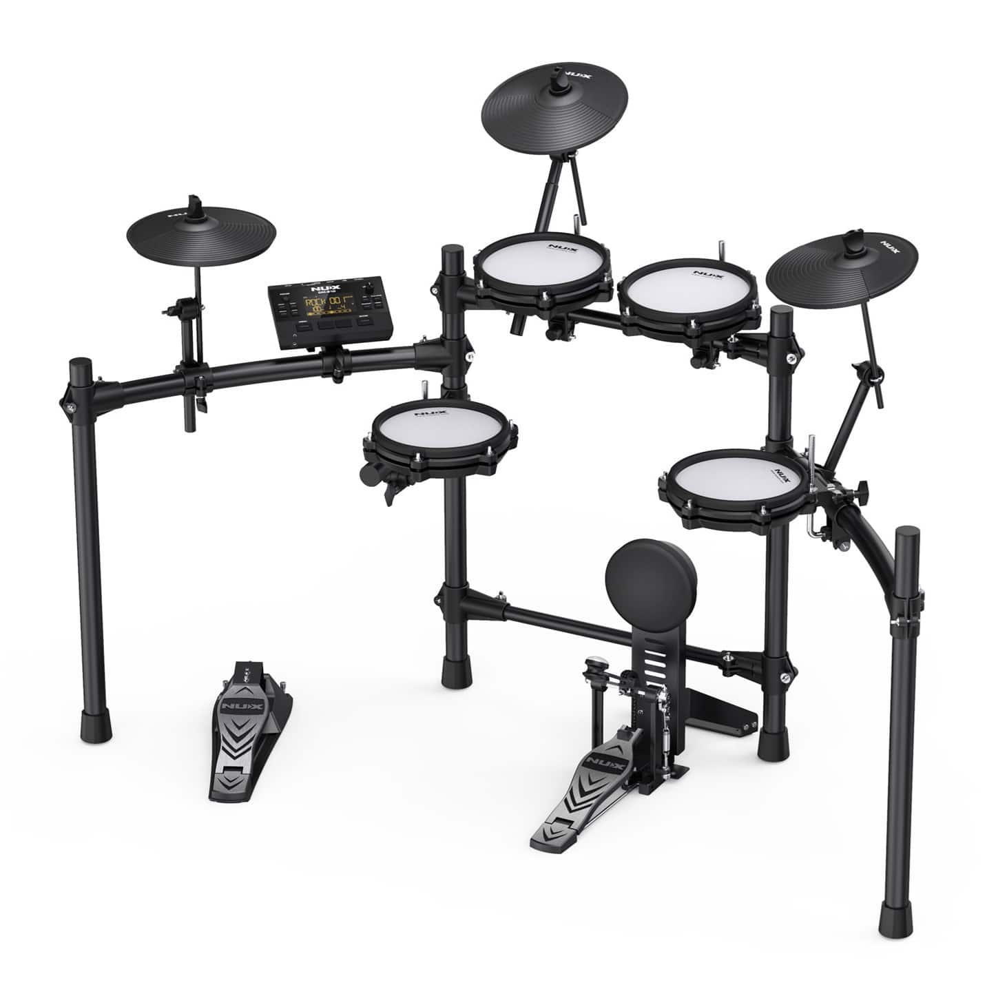 NUX - DM-210 All-Mesh Head Digital Drum Kit | Built-in Coach and Recording Capabilities | Great for Entry-Level Drummers - Black