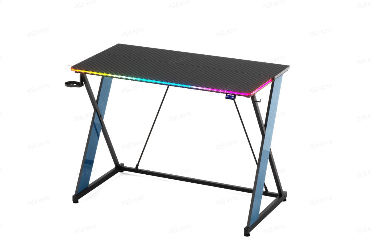 RSPGAME - Gaming Desk with LED Lights, X-Shaped Frame Computer Desk with Hook Cup Holder & Side Bag, Desk Gamer for Home Office - 43'' Black & Blue price history on PriceWatchPro