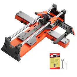 VEVOR - 24-Inch Manual Tile Cutter, Upgraded Sliding Head Cutting Tool with Spring-Loaded Base, Angle Fence - Silver;Black;Orange