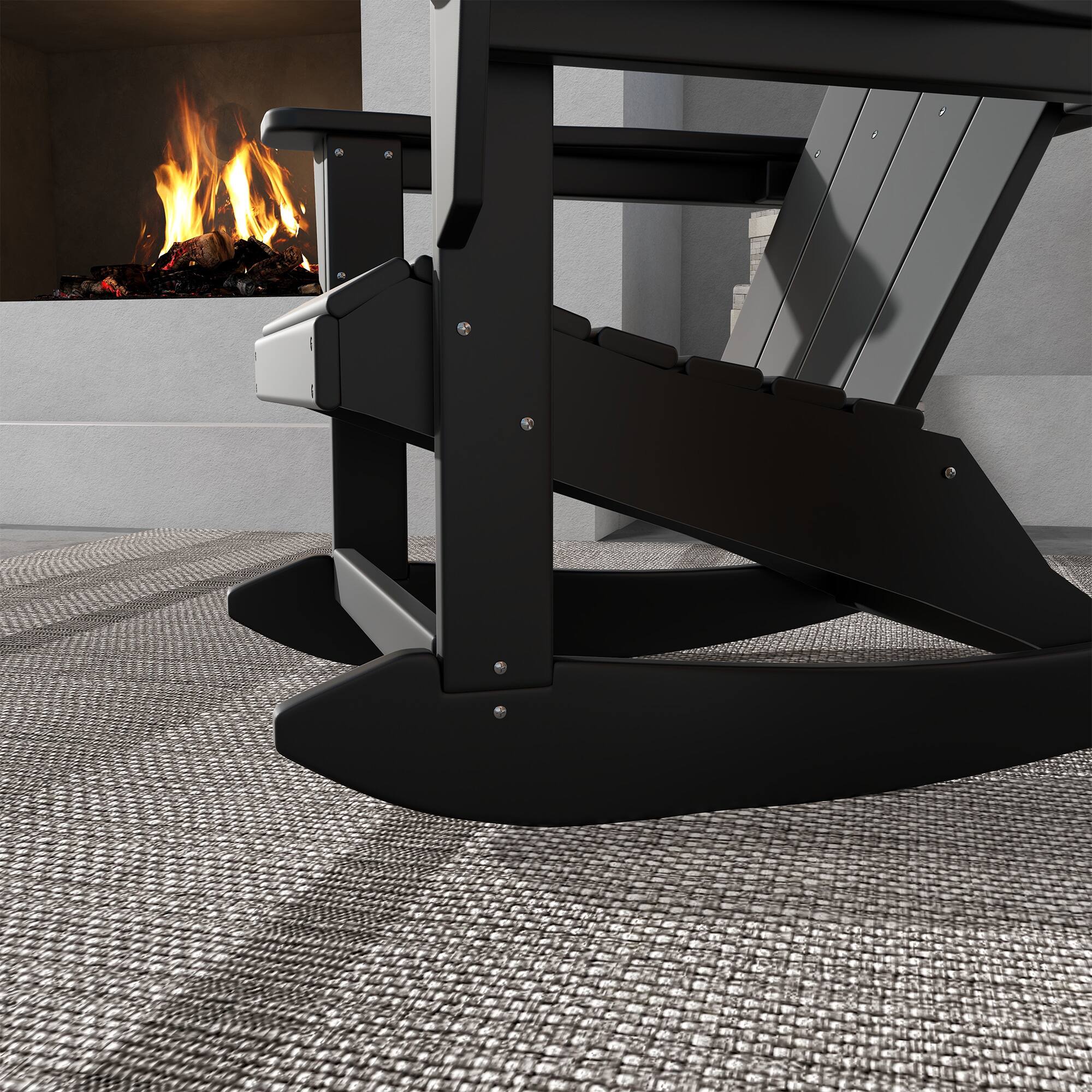 Alt View 5. Outsunny - Adirondack Rocking Chair, All Weather HDPE Porch Rocker, Rocking Fire Pit Chair for Patio, Garden, Lawn, Black - Black.