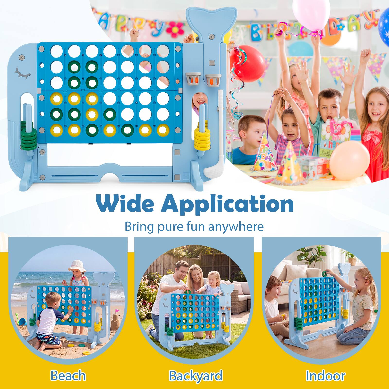 Wide Application  
Bring pure fun anywhere  

Beach  
Backyard  
Indoor
