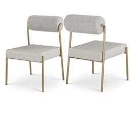 Meridian Furniture - Carly Taupe Vegan Leather Seat / Boucle Fabric Back Dining Chair, Set of 2 - Brown