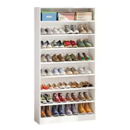 Hivvago - Modern 8-Shelf Shoe Rack Shelving Unit for Closet Storage Wood Finish - White