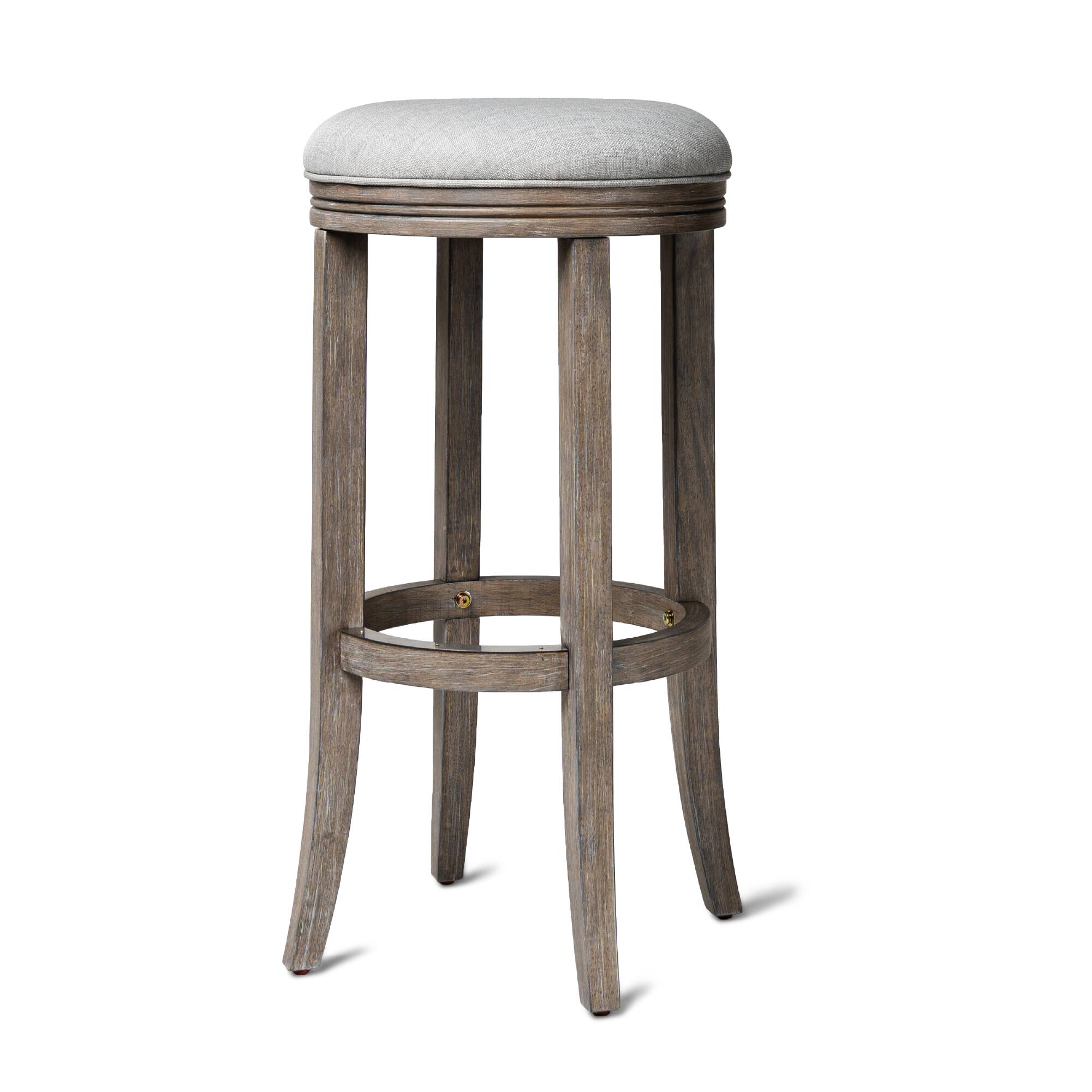 Angle. Maven Lane - 31" Eva Bar Stool in Reclaimed Oak Finish with  Fabric Upholstery - Reclaimed Oak.