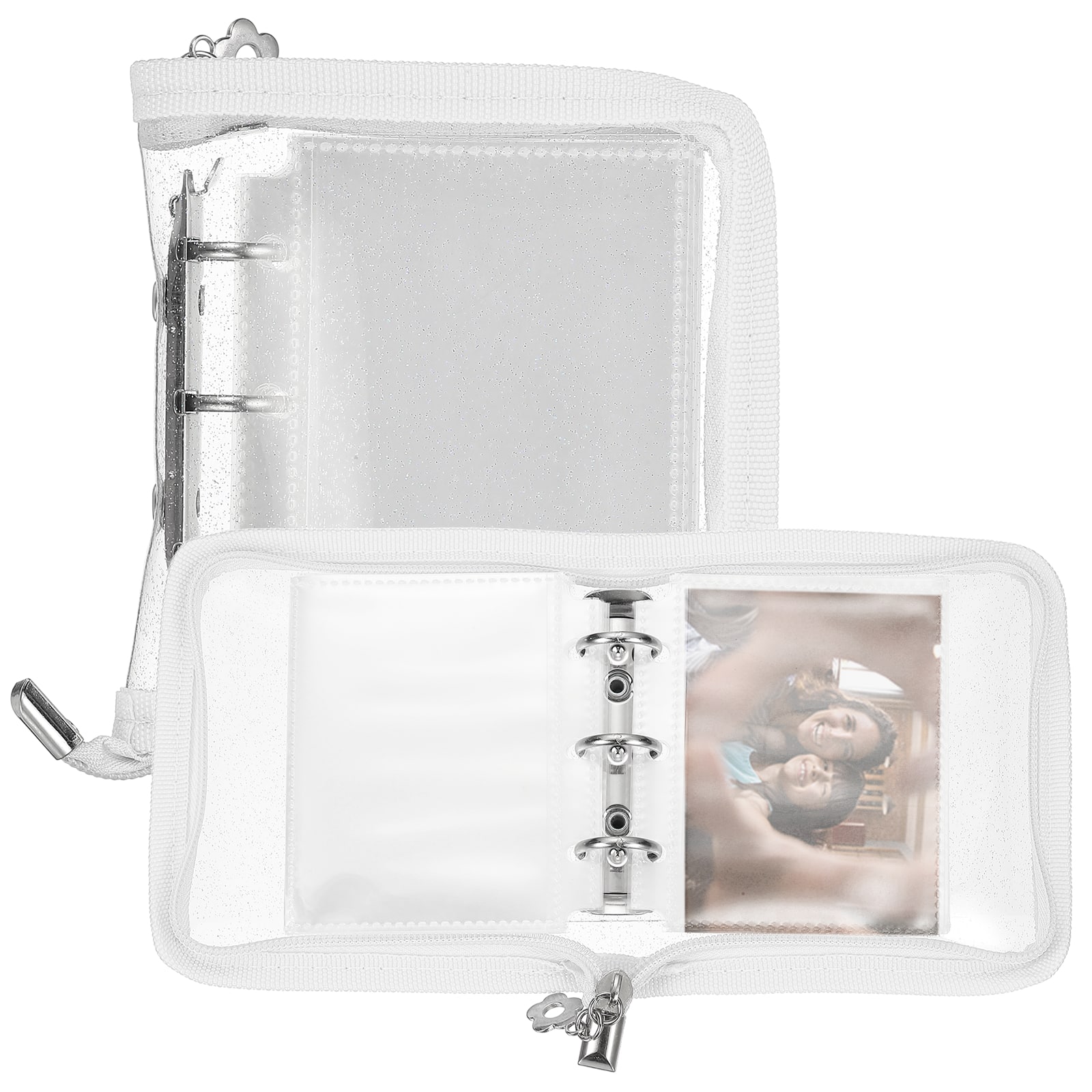 Unique Bargains - A7 Photocard Binder 2-Photo Style Clear Kpop Holder Book with 26 Inner Pages 52 Card Slots - White