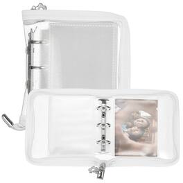Unique Bargains - A7 Photocard Binder 2-Photo Style Clear Kpop Holder Book with 26 Inner Pages 52 Card Slots - White