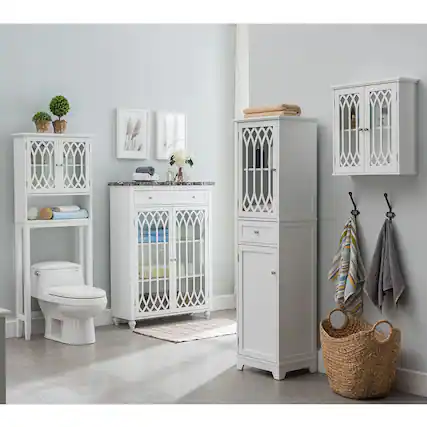 Front. Kings Brand Furniture - Kings Brand Furniture – Newberry Free Standing Bathroom Storage Cabinet, White - White.