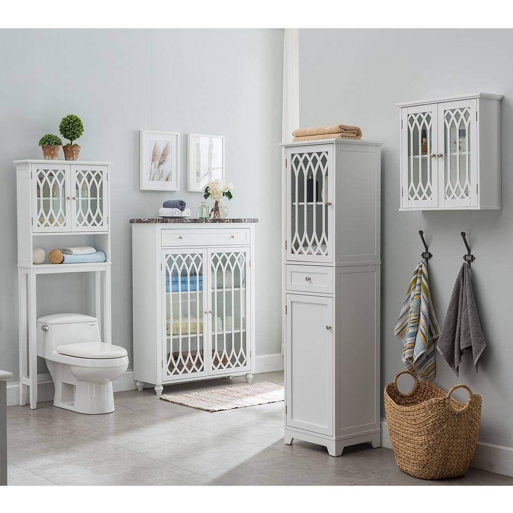 Front. Kings Brand Furniture - Kings Brand Furniture – Newberry Free Standing Bathroom Storage Cabinet, White - White.
