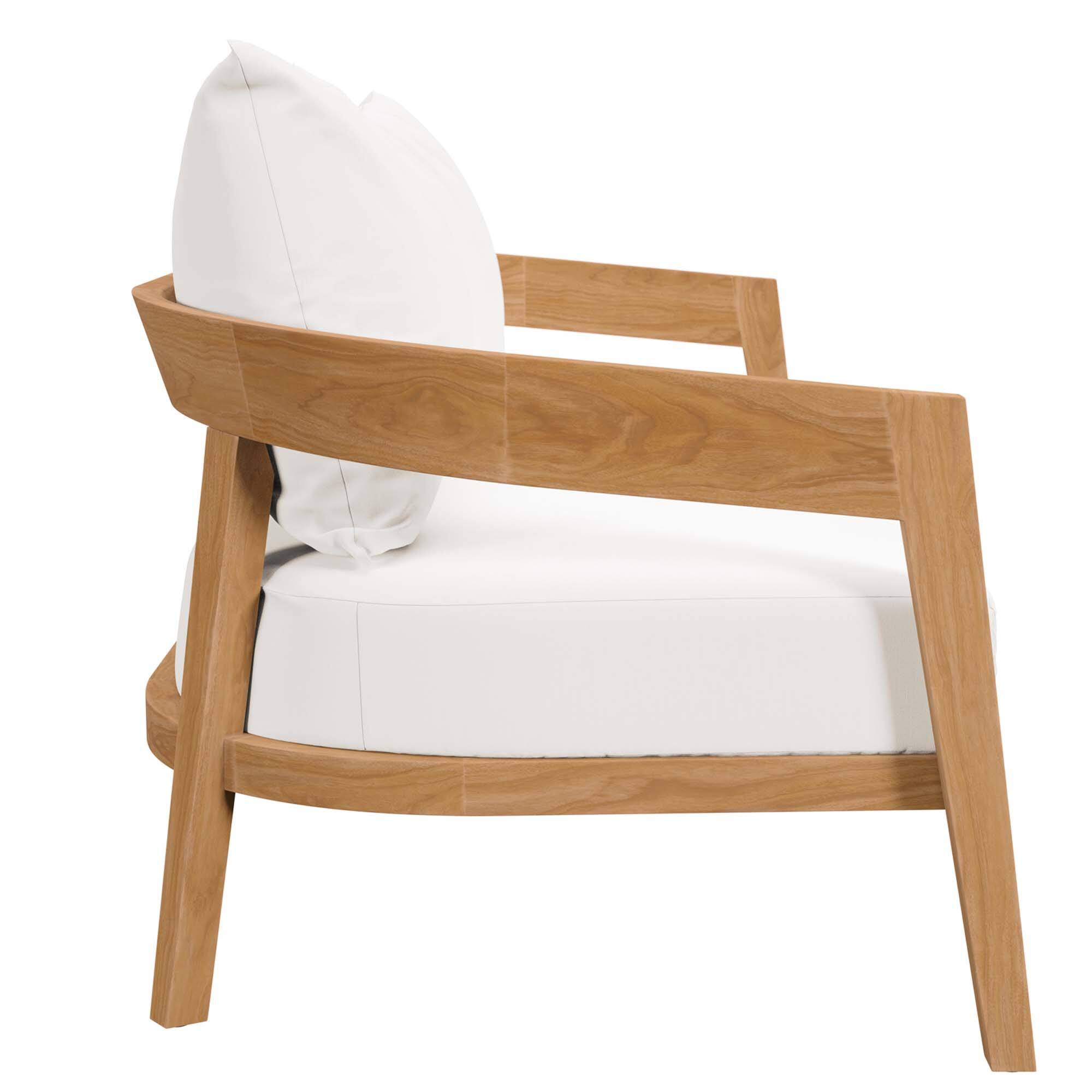 Alt View 2. Modway - 3-Piece Teak Wood Outdoor Patio Set - All-Weather Cushions, Sunproof Fabric Cushion Covers - Natural White.