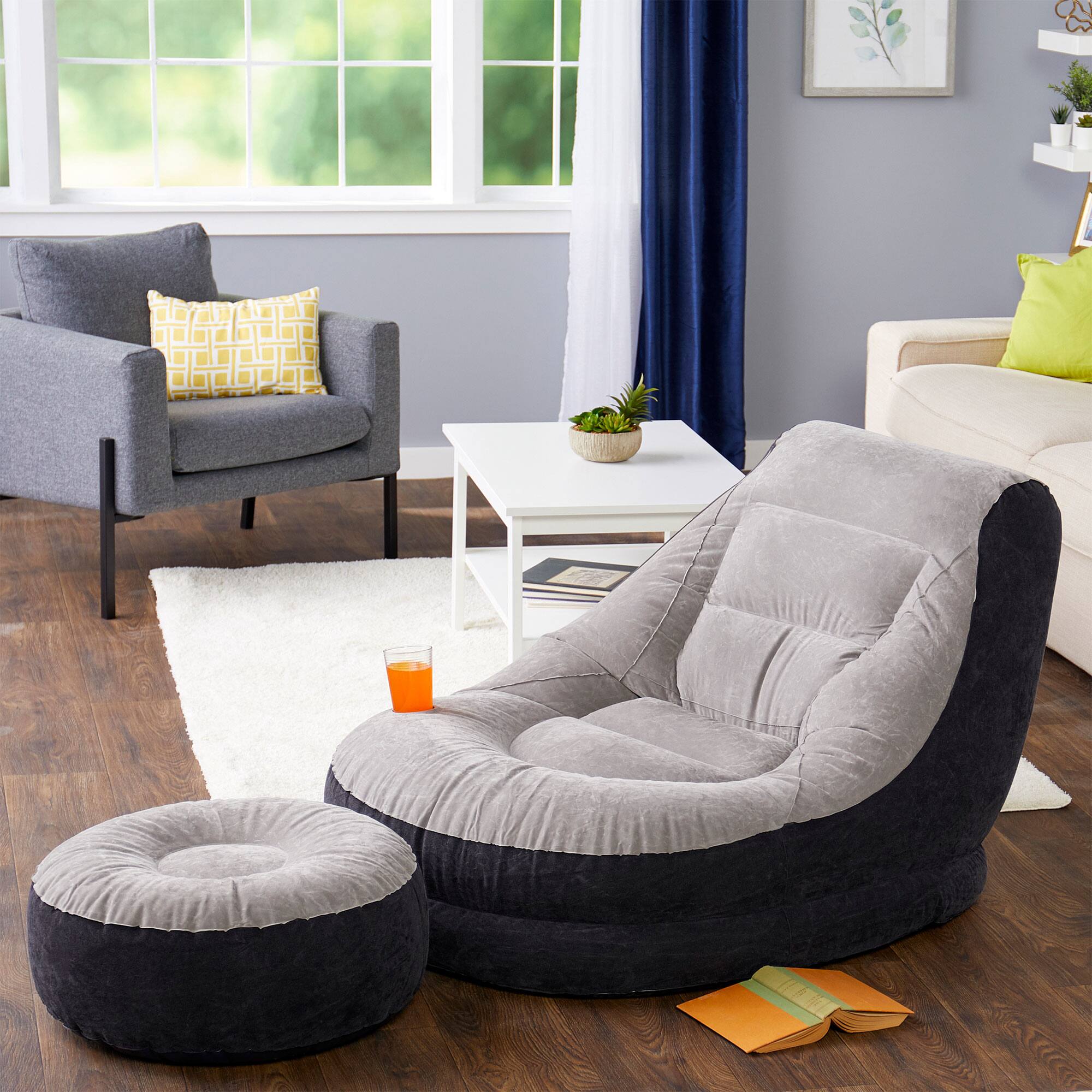 Alt View 13. Intex - Inflatable Ultra Lounge Chair With Cup Holder And Ottoman Set - Gray.