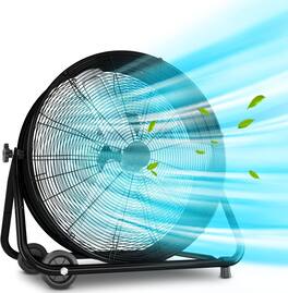 Akoasm - 24 in.Industrial Drum Fan, 3-Speed High Velocity Floor Fan, 360° Tilt with Wheels, 153 CFM for Warehouse, Patio, Garage