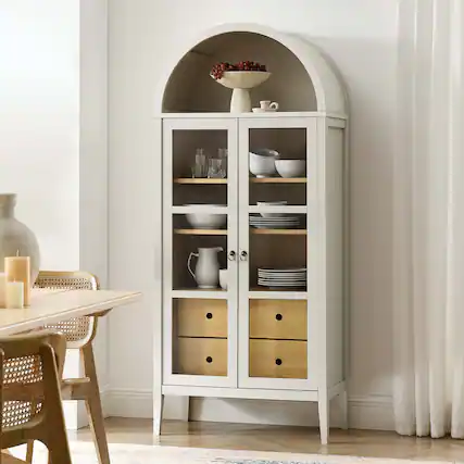 Front. Modway - Nolan Tall Arched Storage Display Cabinet by Modway - White Oak.