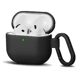 Ornarto - Compatible with AirPods 4 Case, Full Protective Leather Cover with Front LED Visible - Midnight Black