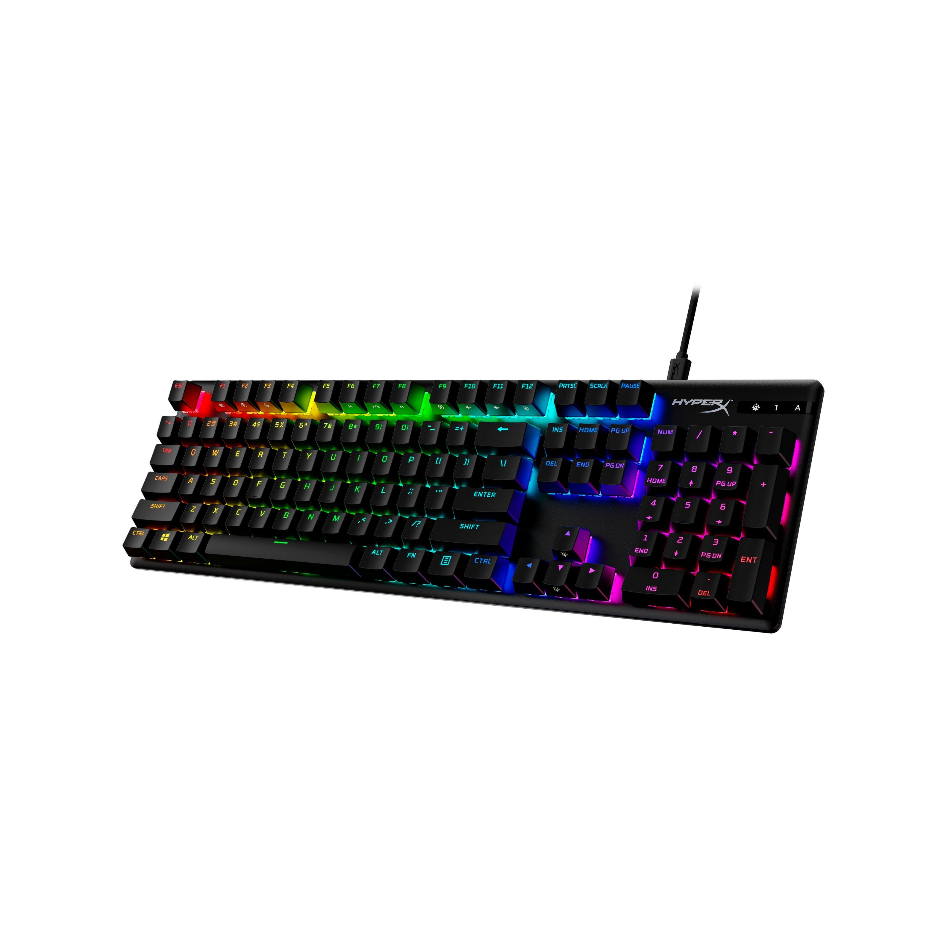 Angle. HyperX - Alloy Origins Wired Mechanical Aqua Tactile Switch Gaming Keyboard with RGB Back Lighting - Black.