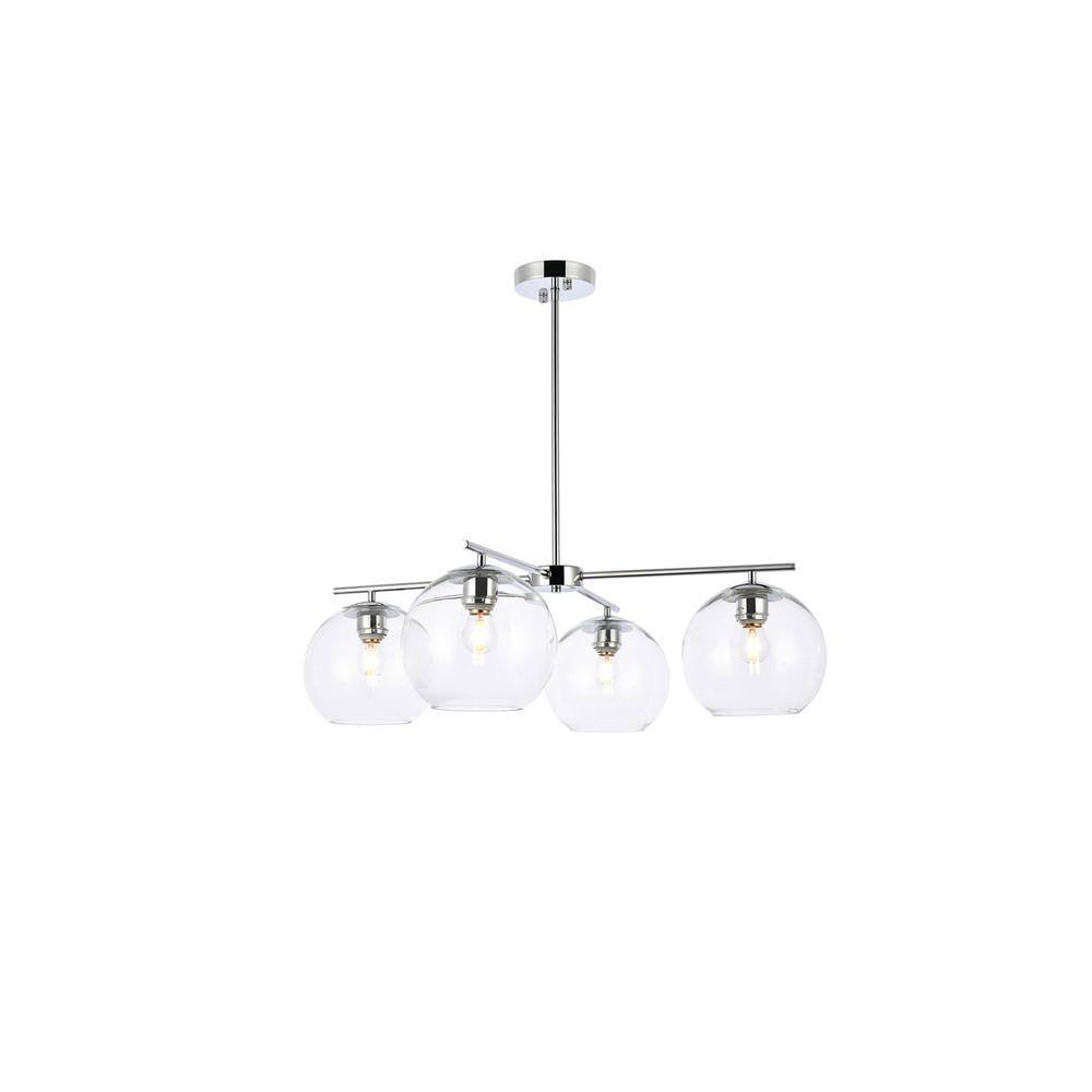 Alt View 6. Living District - Opus 4 lights chrome pendant - Chrome And Clear.