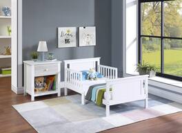 APRILSOUL - Connelly Reversible Panel Toddler Bed White and Rockport Gray - White