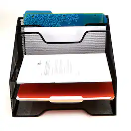 Mind Reader - 3-Tiered, 5 Compartments Desk - Black