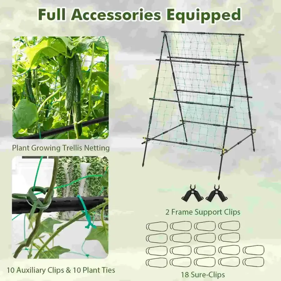 Full Accessories Equipped Plant Growing Trellis Netting 2 Frame Support Clips 10 Auxiliary Clips & 10 Plant Ties 18 Sure-Clips