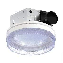 Akicon - N5 Decorative 110 CFM 1.5 Sone Ceiling Bathroom Exhaust Fan with Dimmable and Starry Light, Round - White