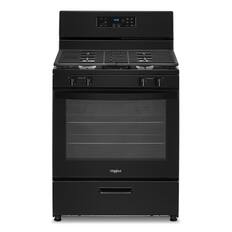 Front. Whirlpool - 30 in. Wide 4 burners 5.1 cu. ft. Freestanding Gas Range with Broiler Drawer - Black.