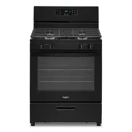Front. Whirlpool - 5.1 Cu. Ft. Freestanding Gas Range with Broiler Drawer - Black.