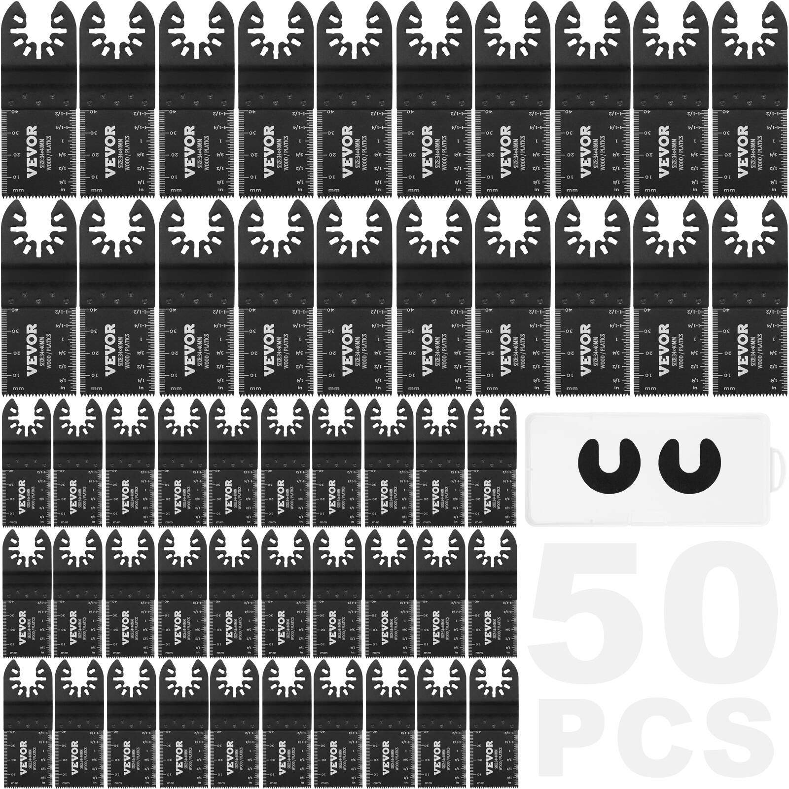 VEVOR - 50PCS Oscillating Saw Blades, Universal Quick Release Oscillating Saw Blades - Black