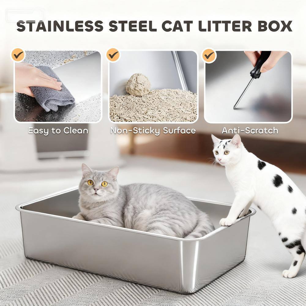 STAINLESS STEEL CAT LITTER BOX

- Easy to Clean
- Non-Sticky Surface
- Anti-Scratch
