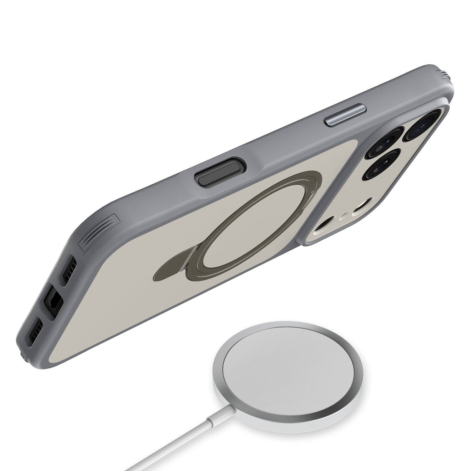 Alt View 3. BASELINE - TouchTone Series Kickstand Ring MagSafe Case for Apple iPhone 18 Pro / 17 Pro - Grey.