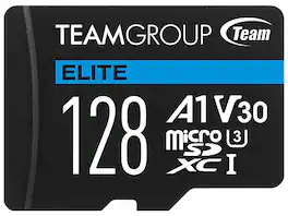 Team Group - 128GB Elite microSDXC U3 V30 A1 4K UHD Card with Adapter, 100MB/s (TEAUSDX128GIV30A103)