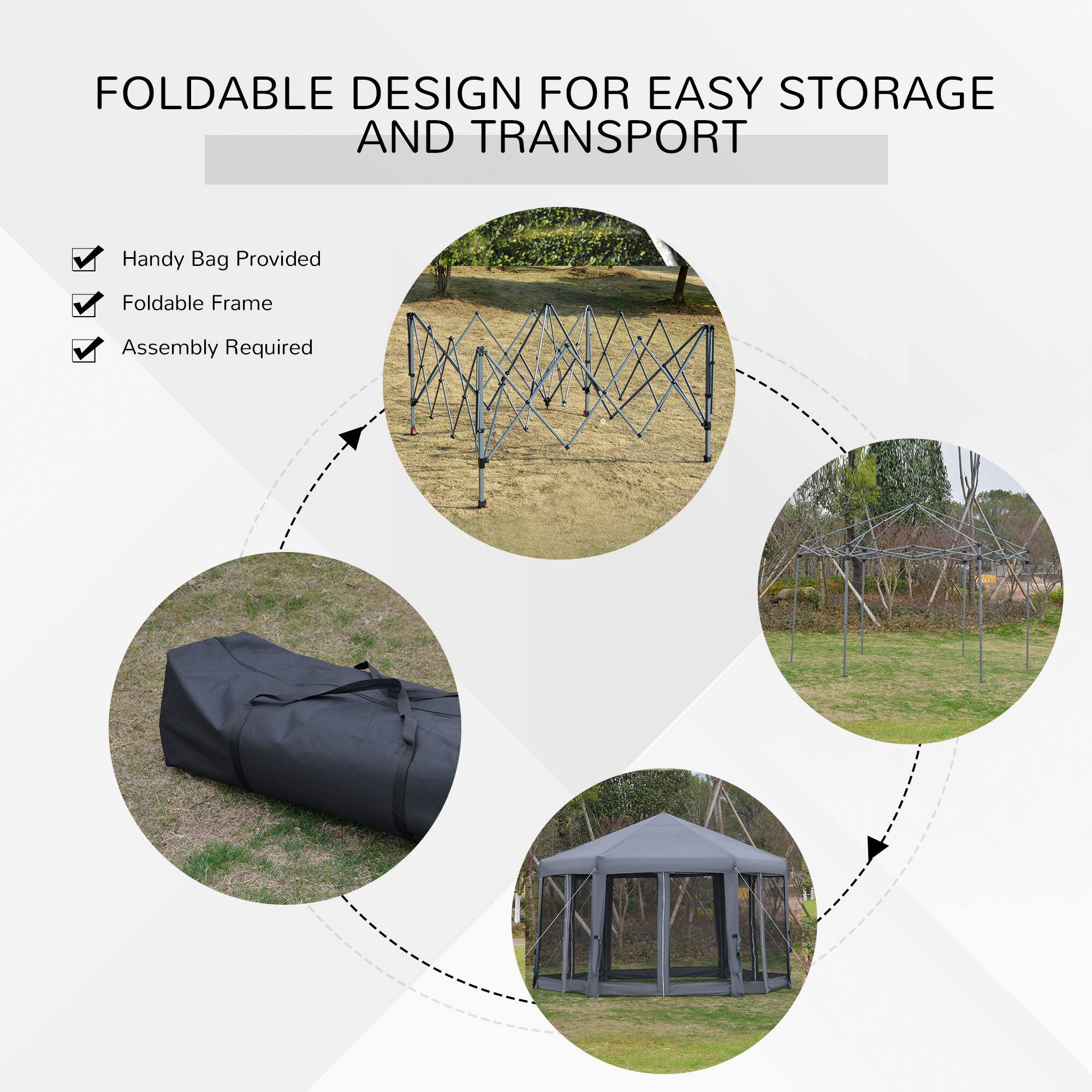 FOLDABLE DESIGN FOR EASY STORAGE AND TRANSPORT

Handy Bag Provided
Foldable Frame
Assembly Required