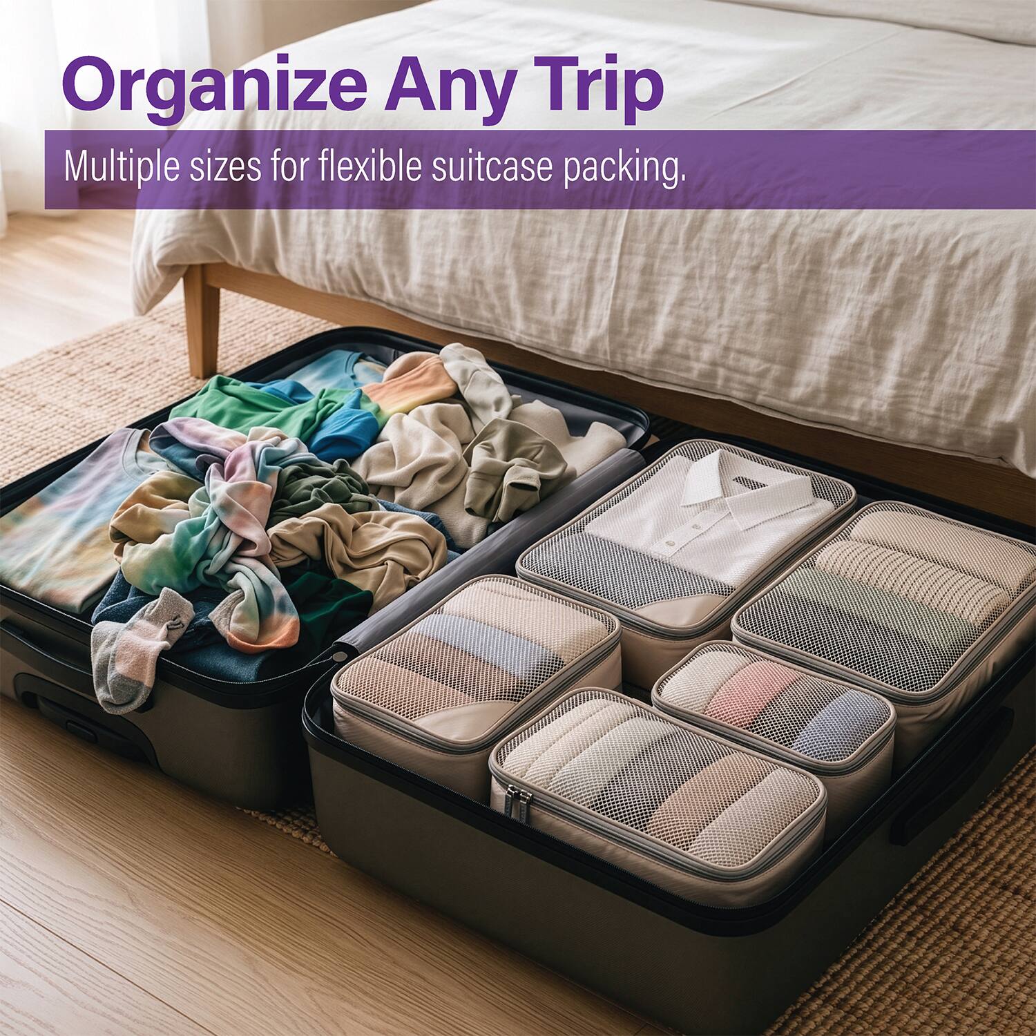 Garnen 5Pcs Compression Packing Cubes for Travel, Packing Cubes ...